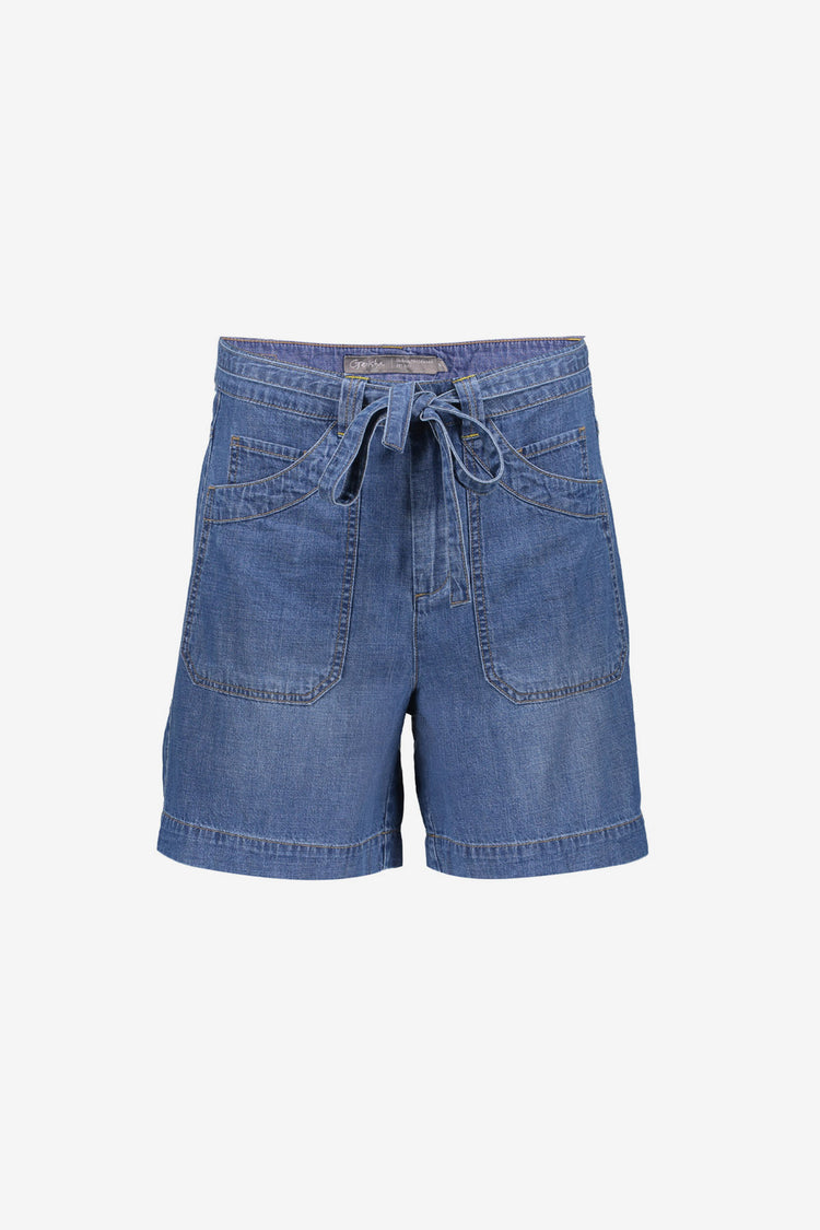 Geisha Denim-Shorts mit hoher Taille und Schleife