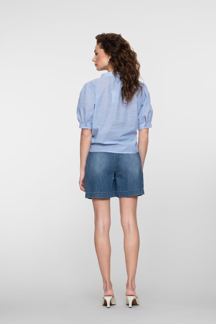 Geisha Denim-Shorts mit hoher Taille und Schleife