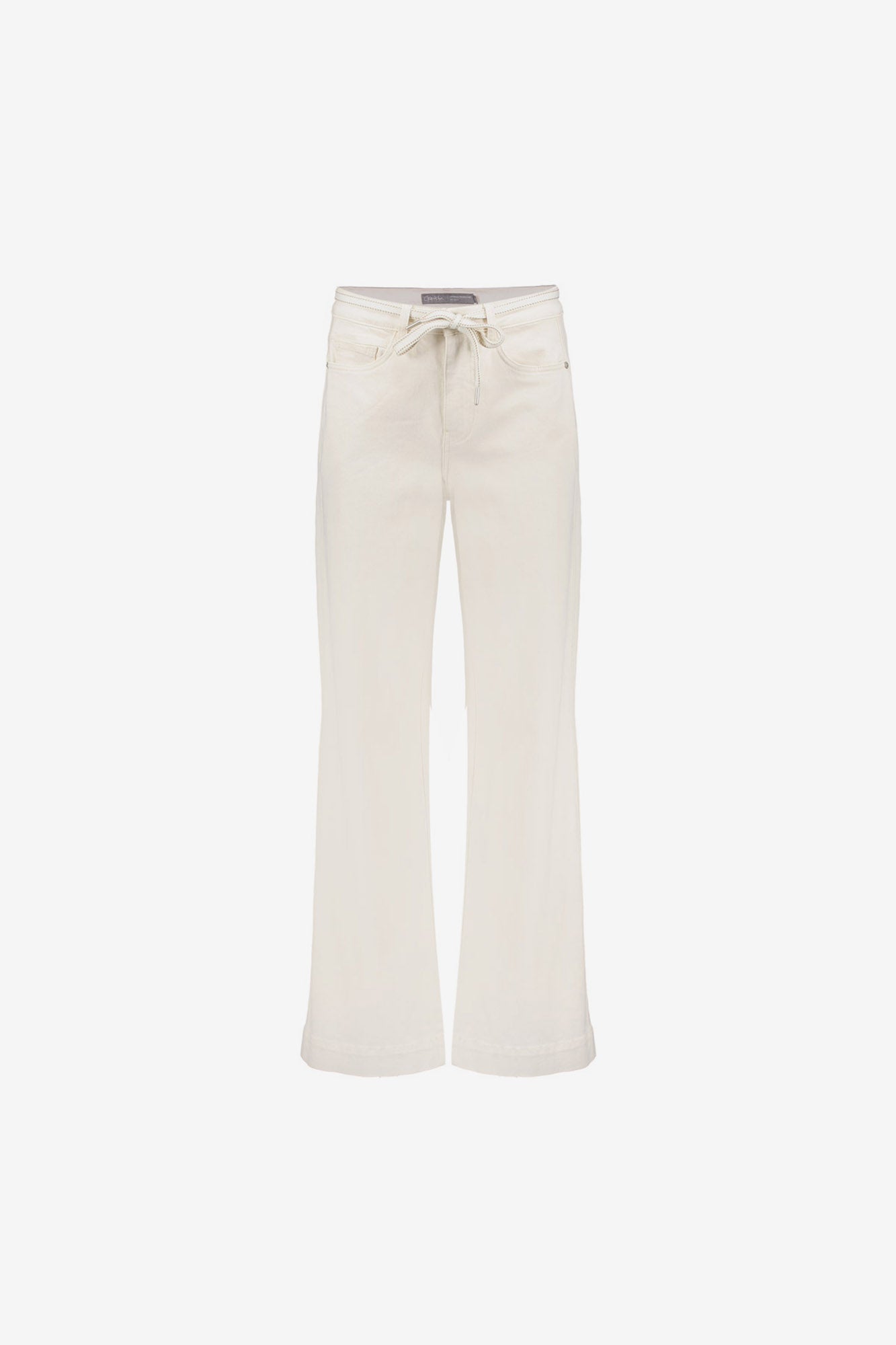 Geisha Wide Leg Jeans in Ecru mit Bindegürtel