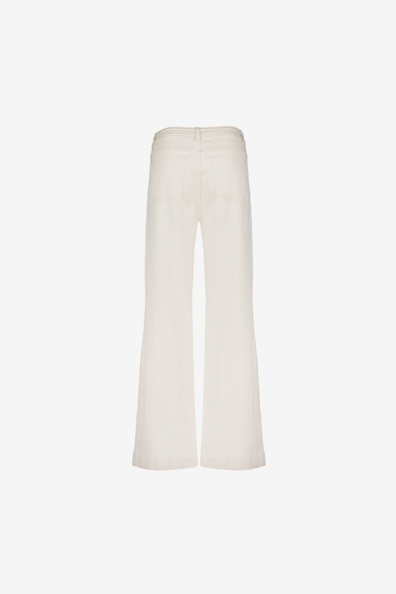 Geisha Wide Leg Jeans in Ecru mit Bindegürtel