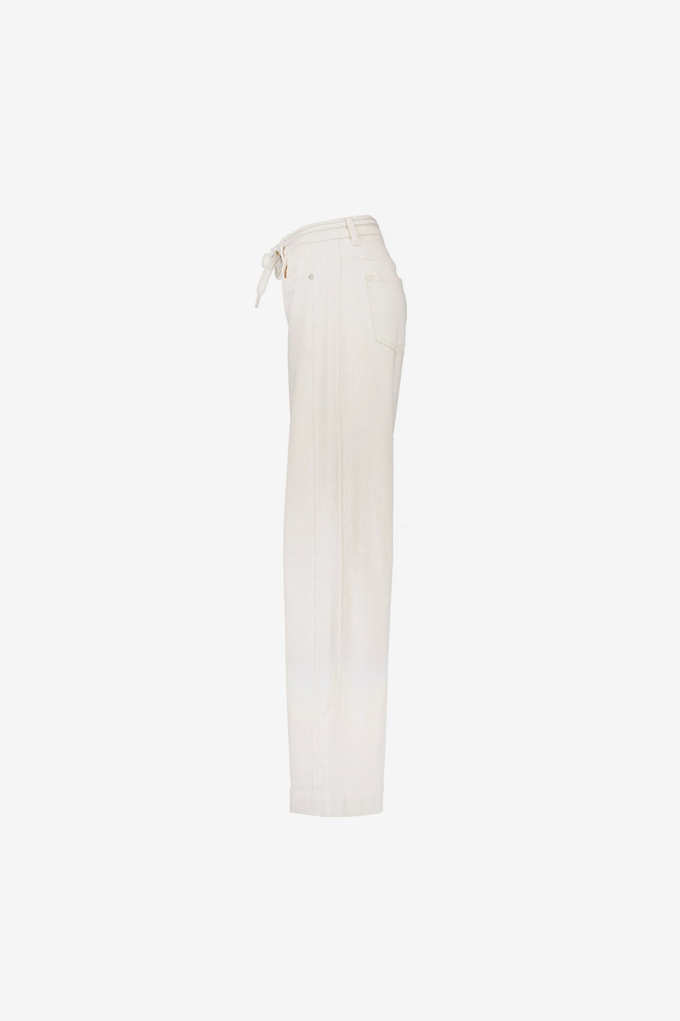 Geisha Wide Leg Jeans in Ecru mit Bindegürtel