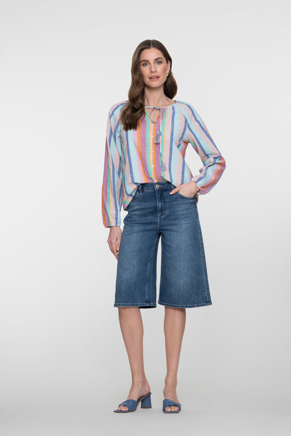 Geisha Weite Denim-Bermuda