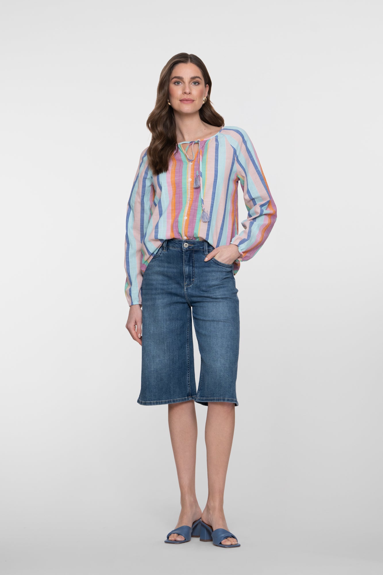 Geisha Weite Denim-Bermuda