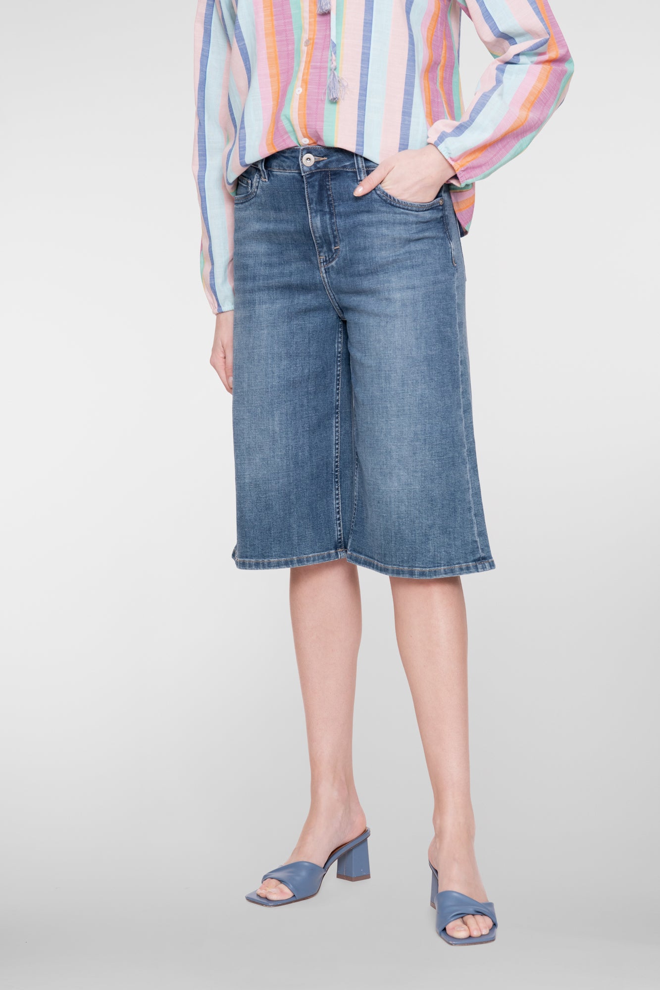 Geisha Weite Denim-Bermuda