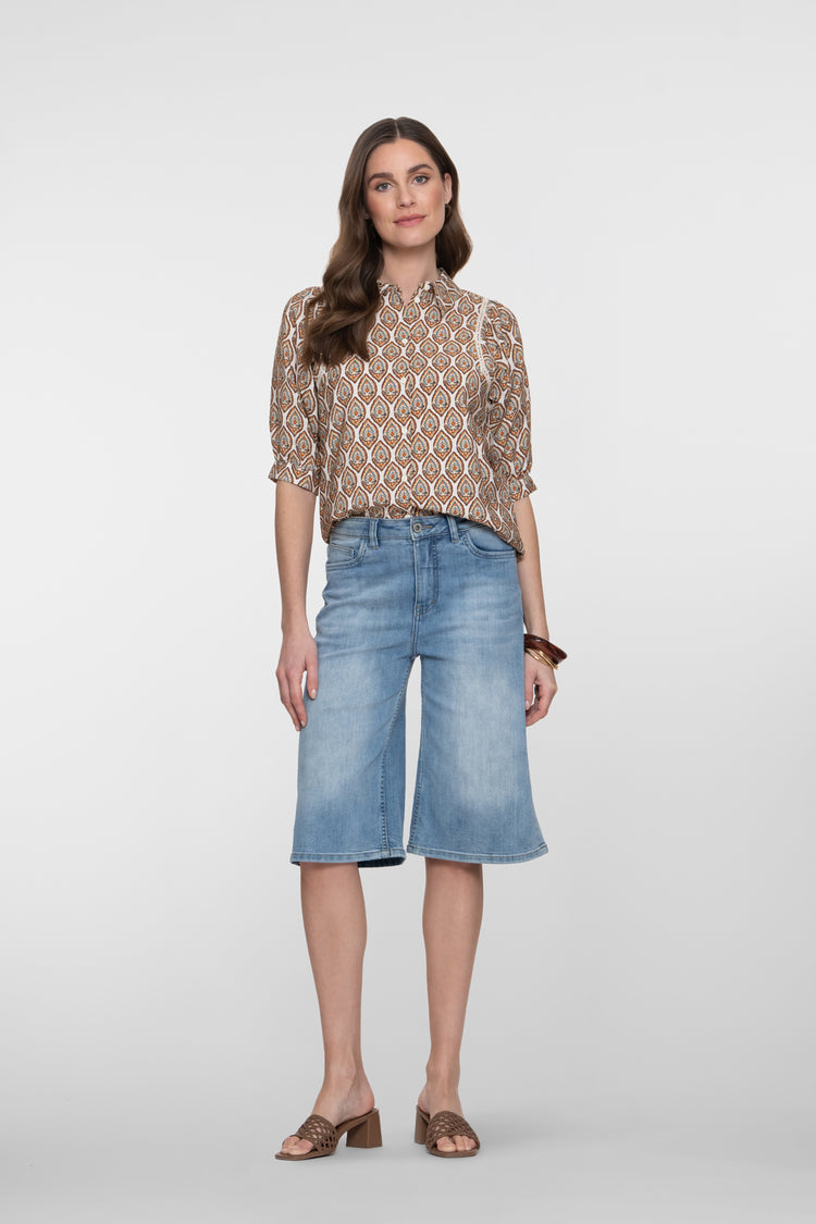 Geisha Weite Denim-Bermuda