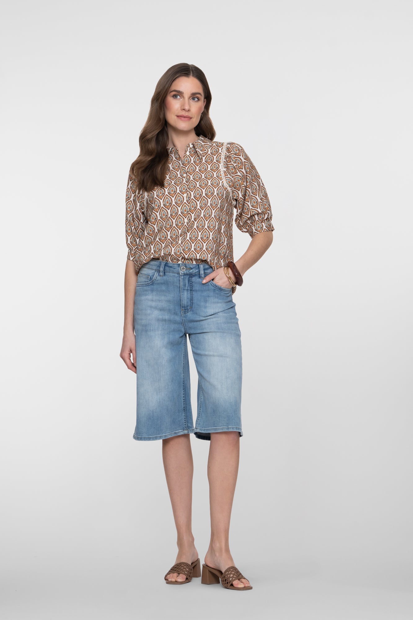 Geisha Weite Denim-Bermuda