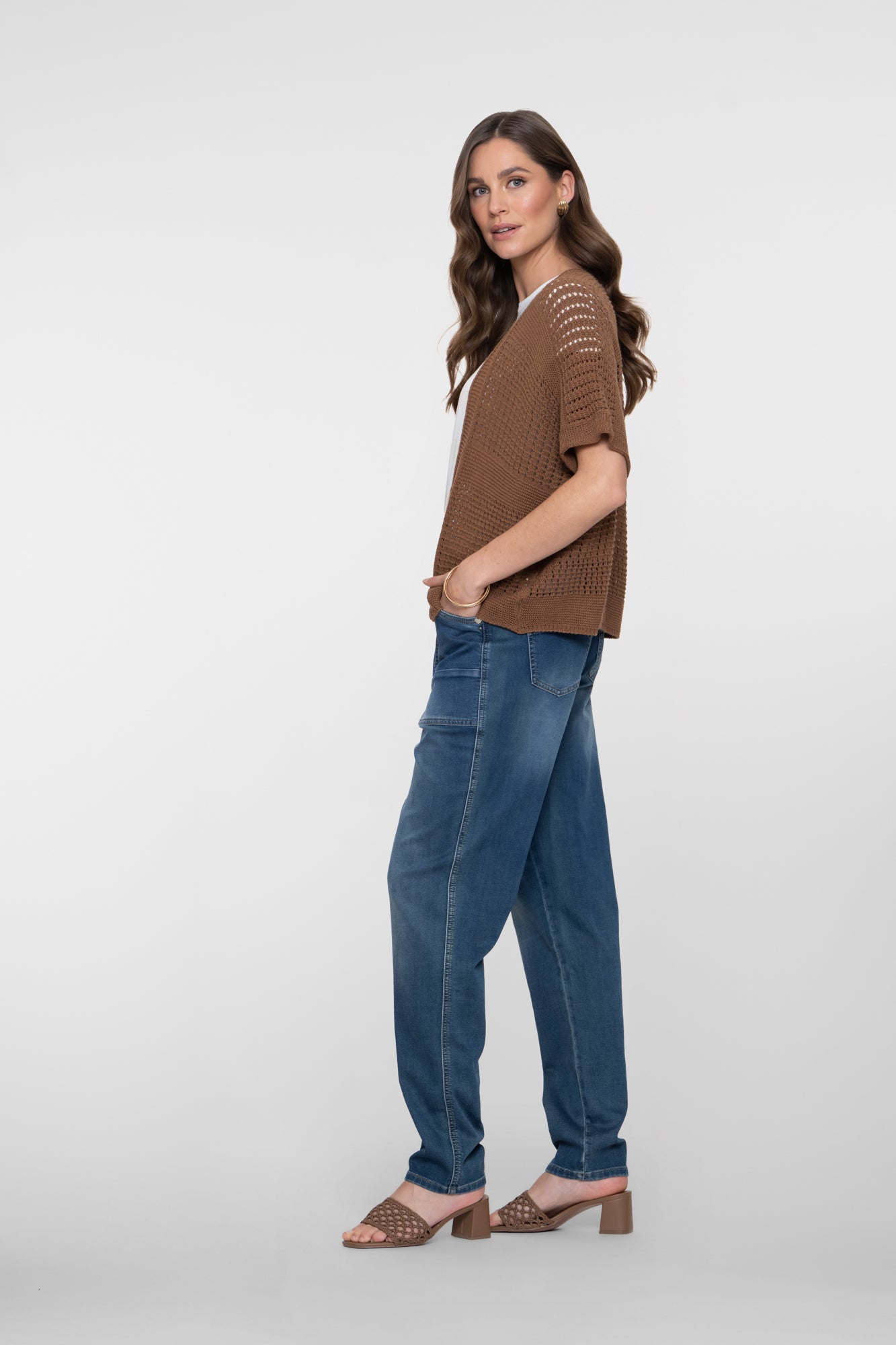 Geisha tapered jeans met patchzakken