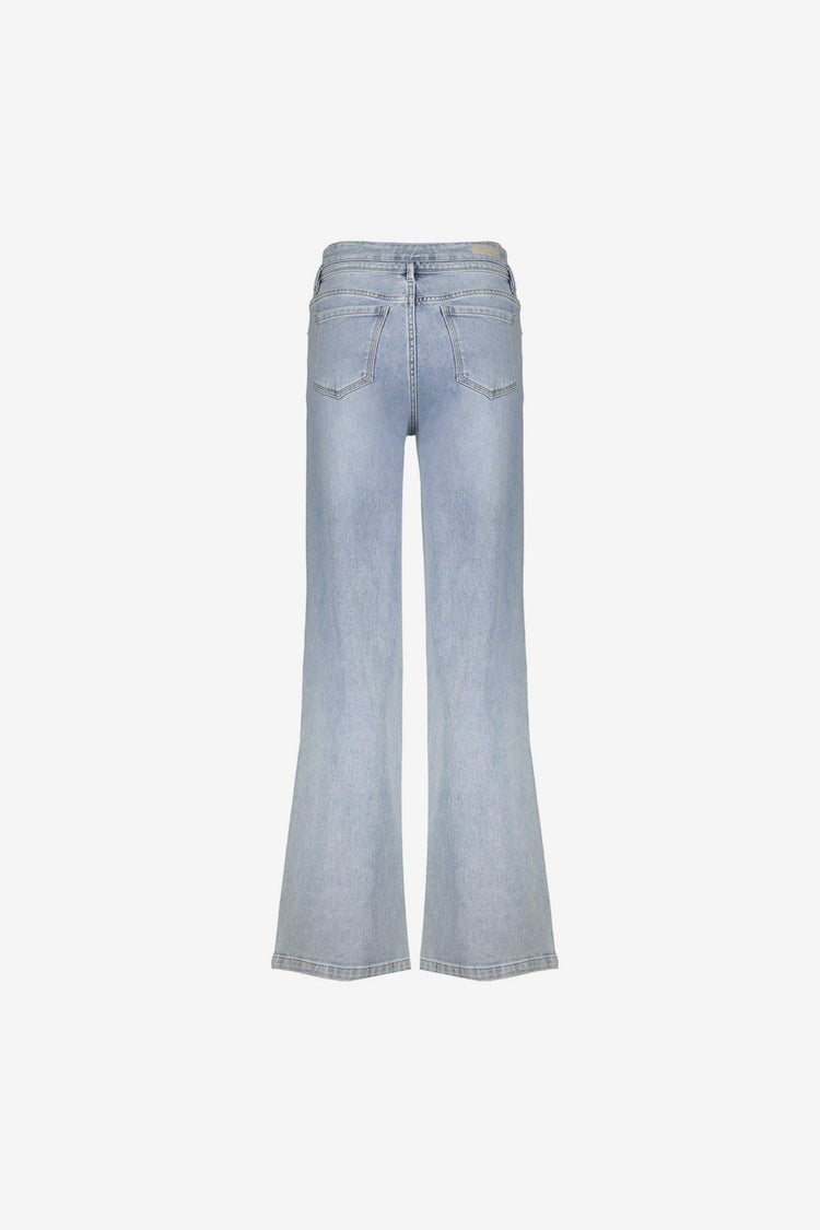 Geisha High Rise Jeans mit weitem Bein und farbigen Strasssteinen