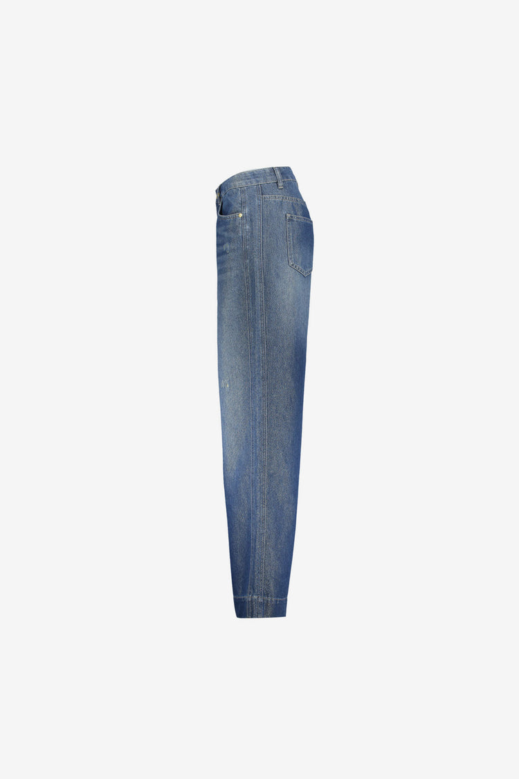 Geisha Wide Leg Jeans mit goldfarbenem Garn