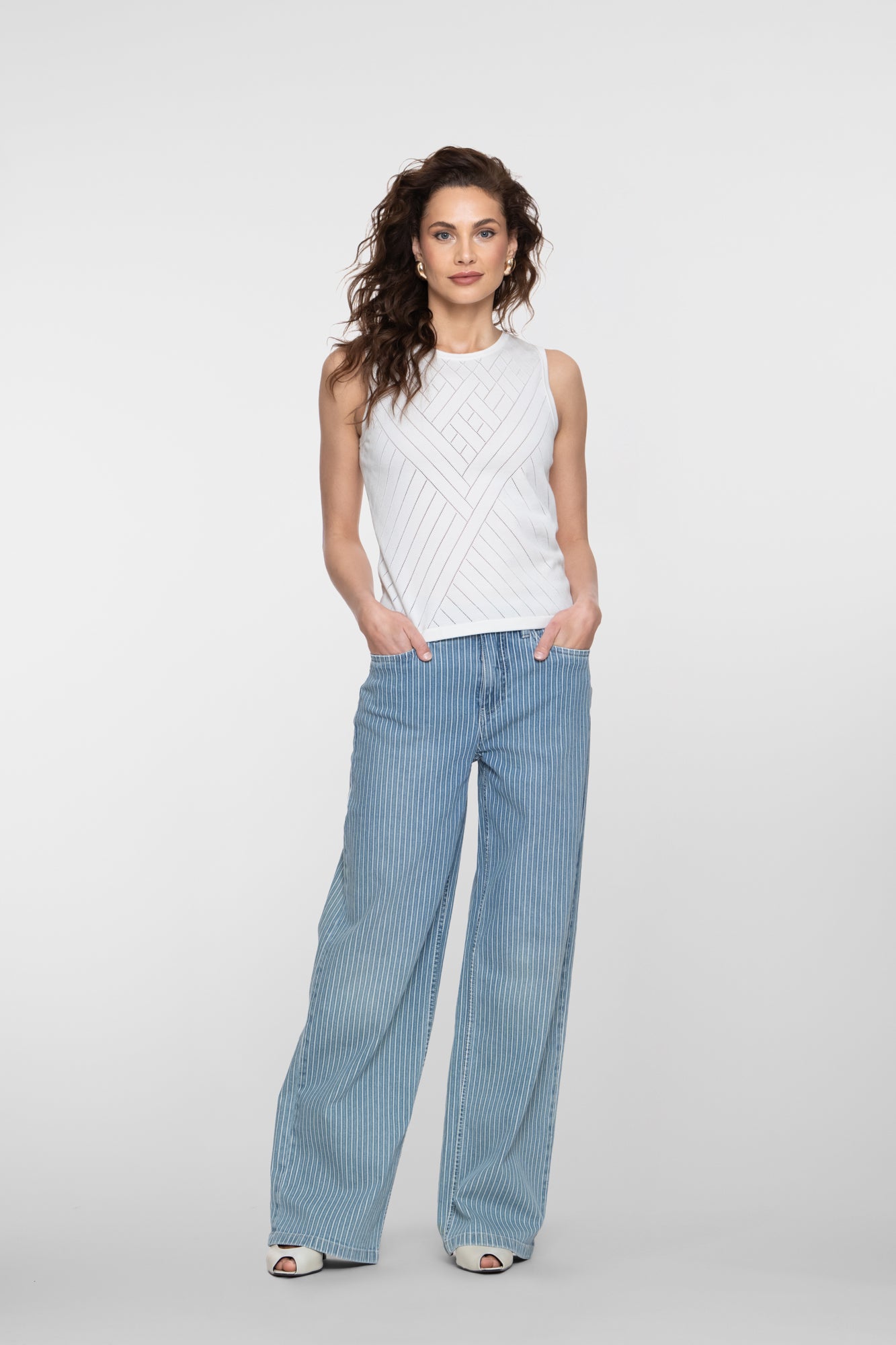 Geisha Jeans mit sportlichem Streifen und Lurex