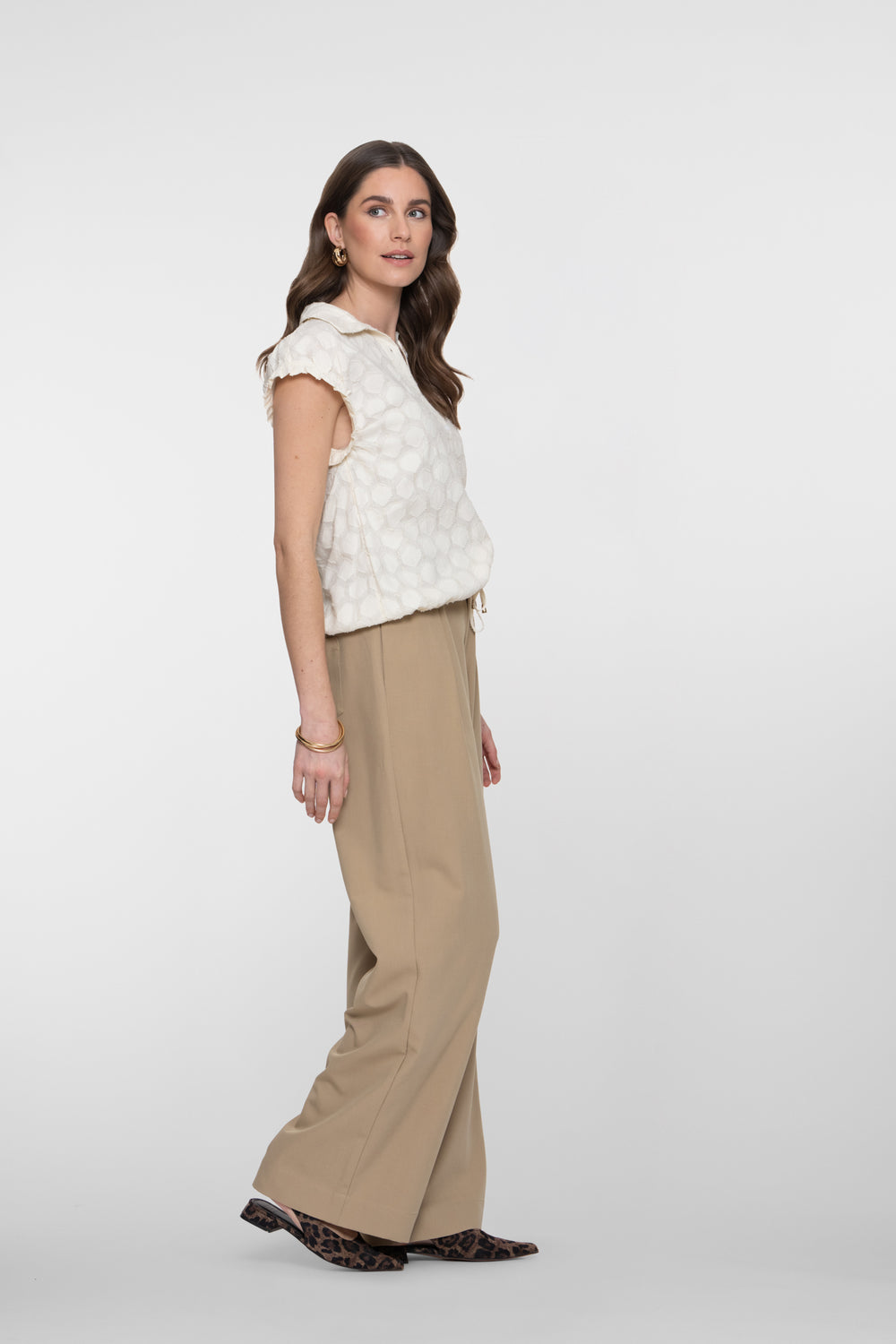 Geisha Sandfarbene Pantalon mit Tunnelzug