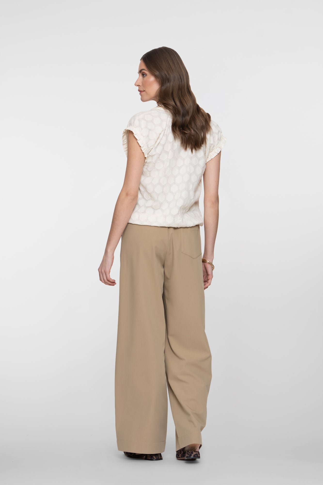 Geisha Sandfarbene Pantalon mit Tunnelzug