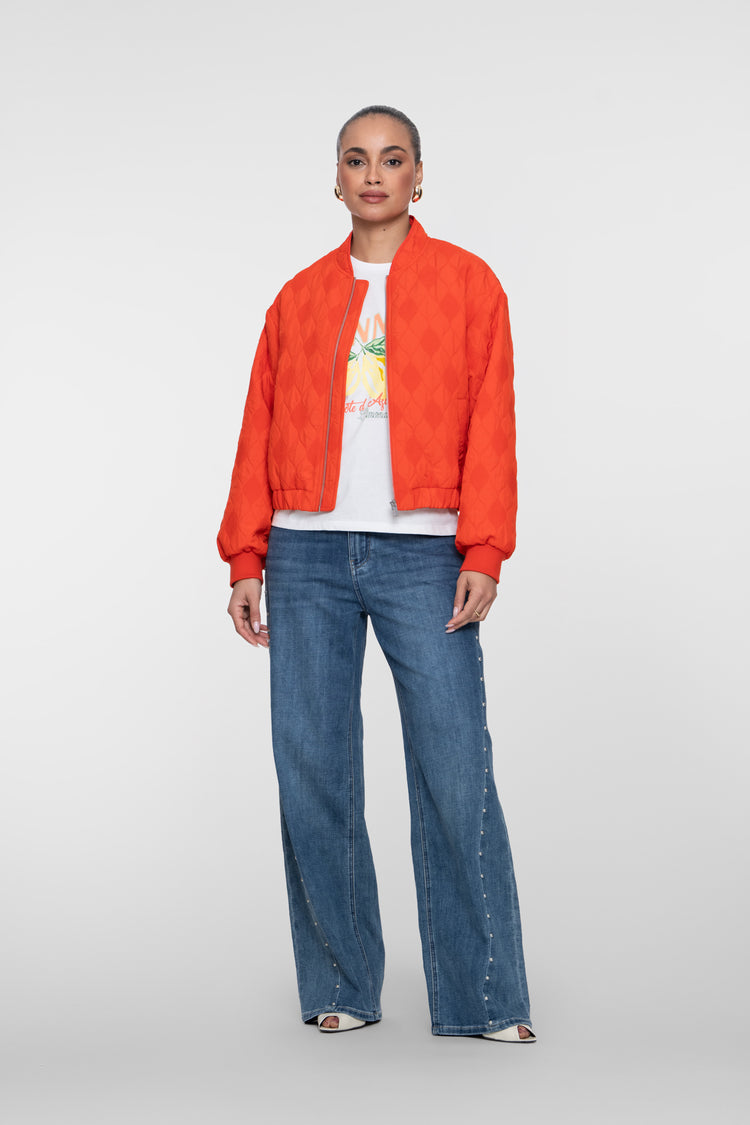 Geisha Straight Fit Jeans mit Perlenmuster