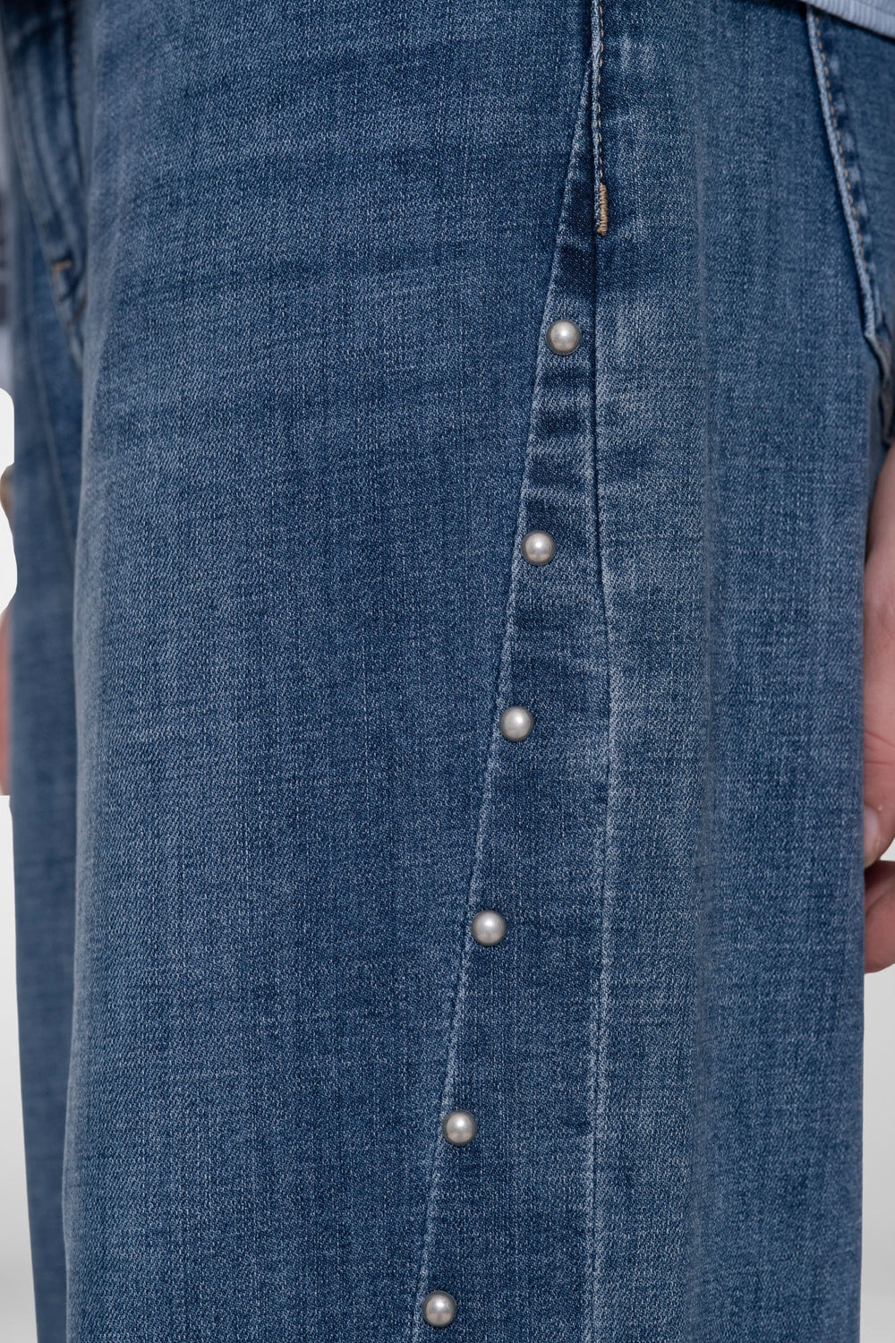 Geisha Straight Fit Jeans mit Perlenmuster