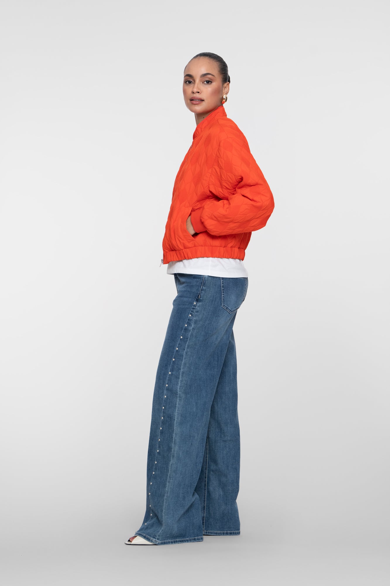 Geisha Straight Fit Jeans mit Perlenmuster