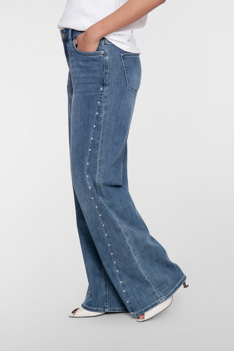 Geisha Straight Fit Jeans mit Perlenmuster