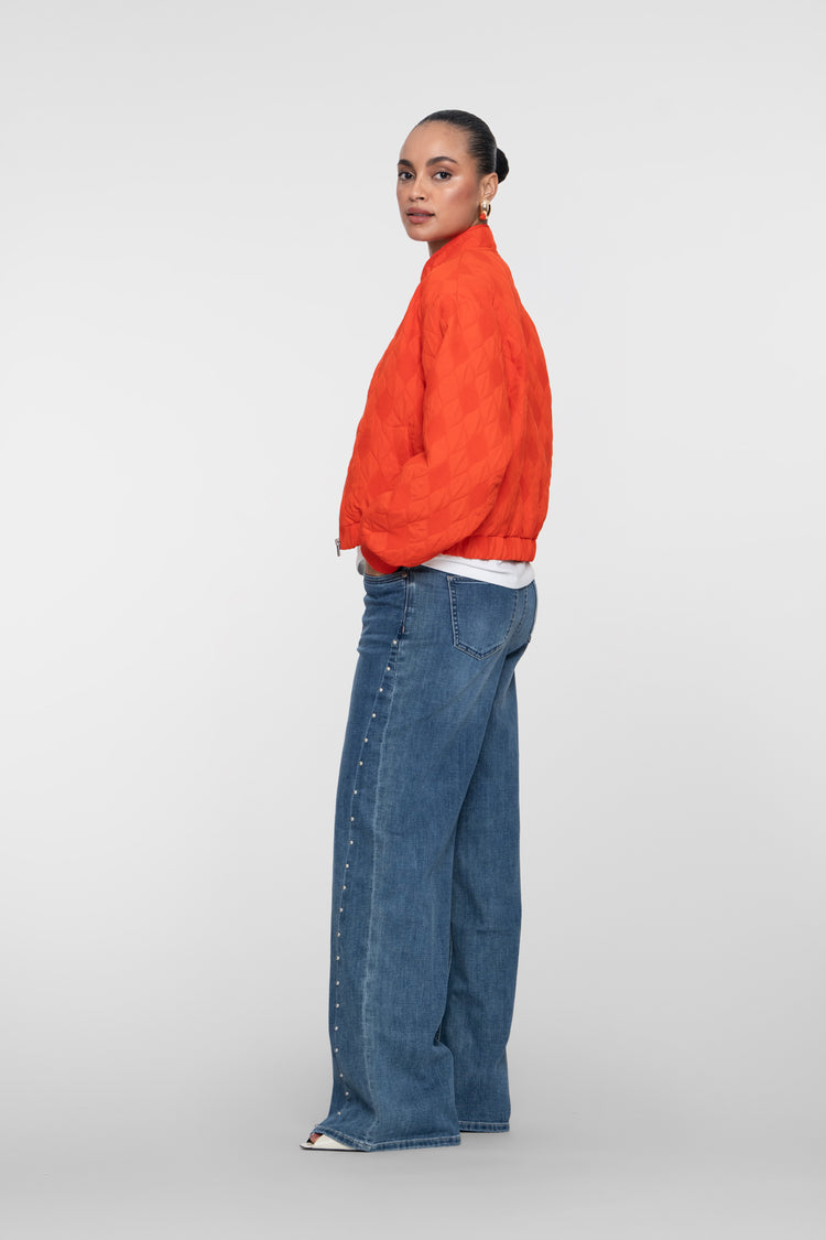 Geisha Straight Fit Jeans mit Perlenmuster