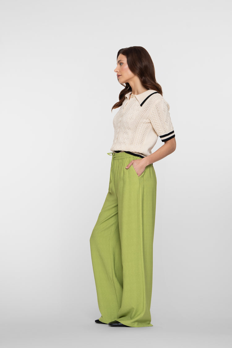 Geisha Limefarbene Pantalon mit elastischem Bund