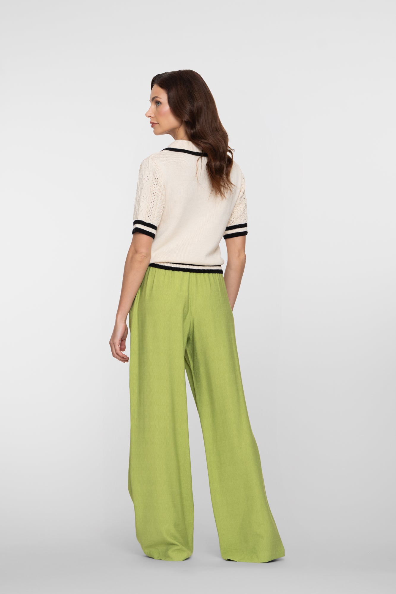 Geisha Limefarbene Pantalon mit elastischem Bund