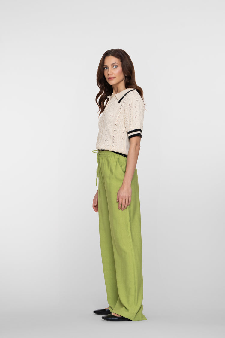 Geisha Limefarbene Pantalon mit elastischem Bund