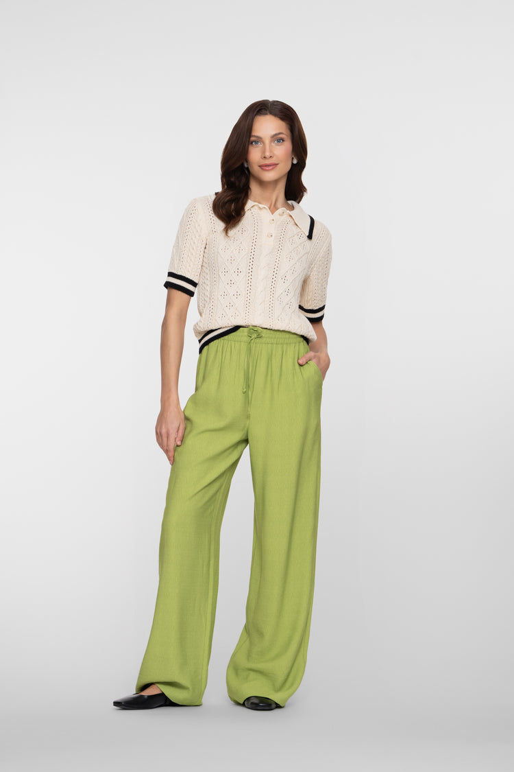 Geisha Limefarbene Pantalon mit elastischem Bund