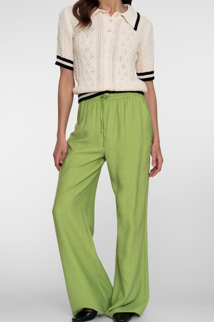 Geisha Limefarbene Pantalon mit elastischem Bund