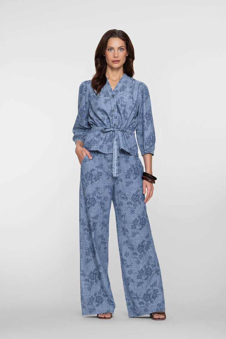 Geisha Chambray-Hose mit Blumenprint