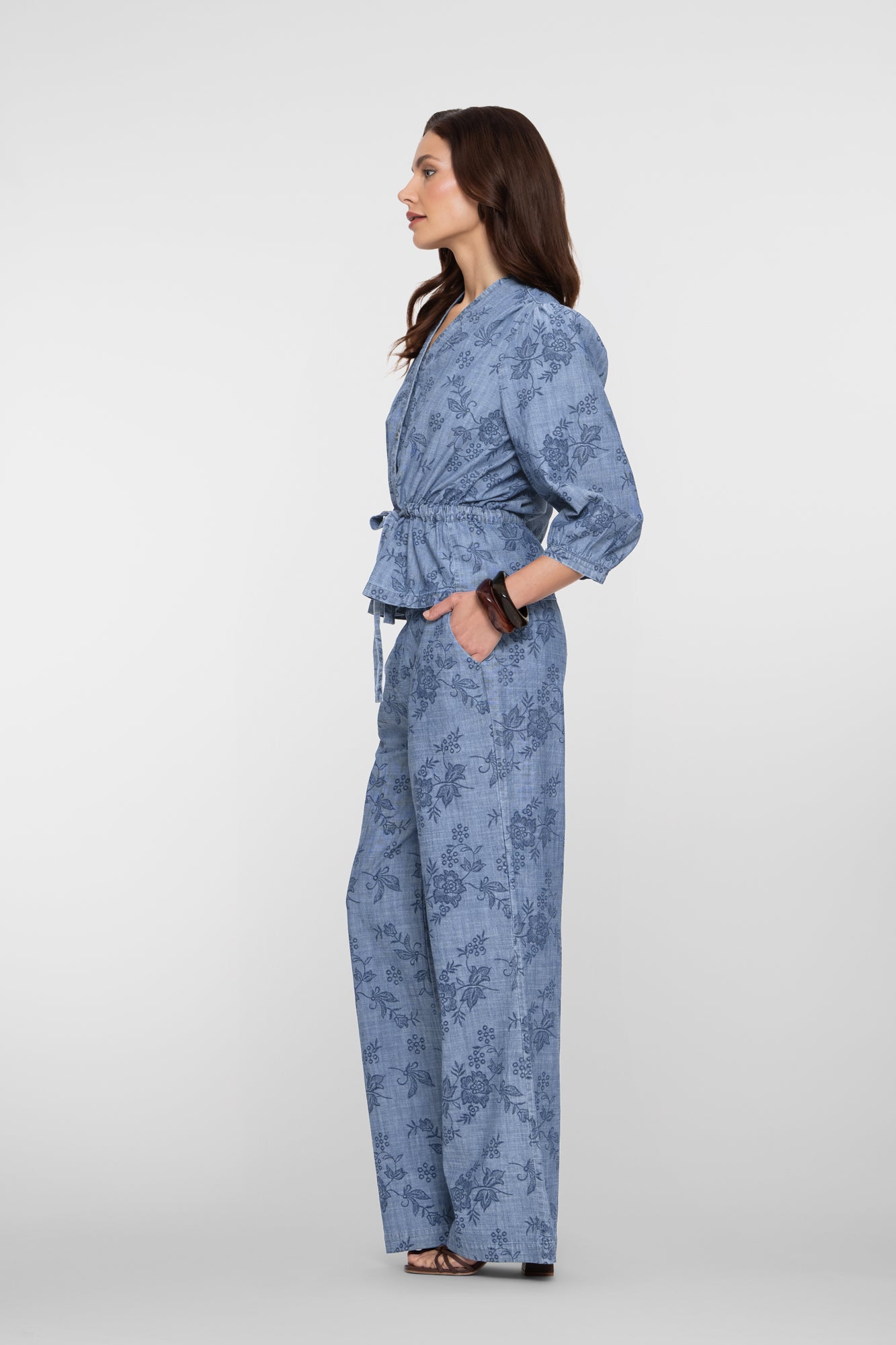 Geisha Chambray-Hose mit Blumenprint