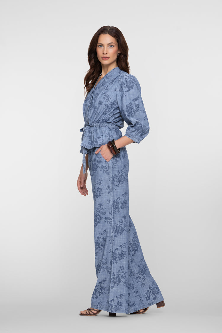 Geisha Chambray-Hose mit Blumenprint