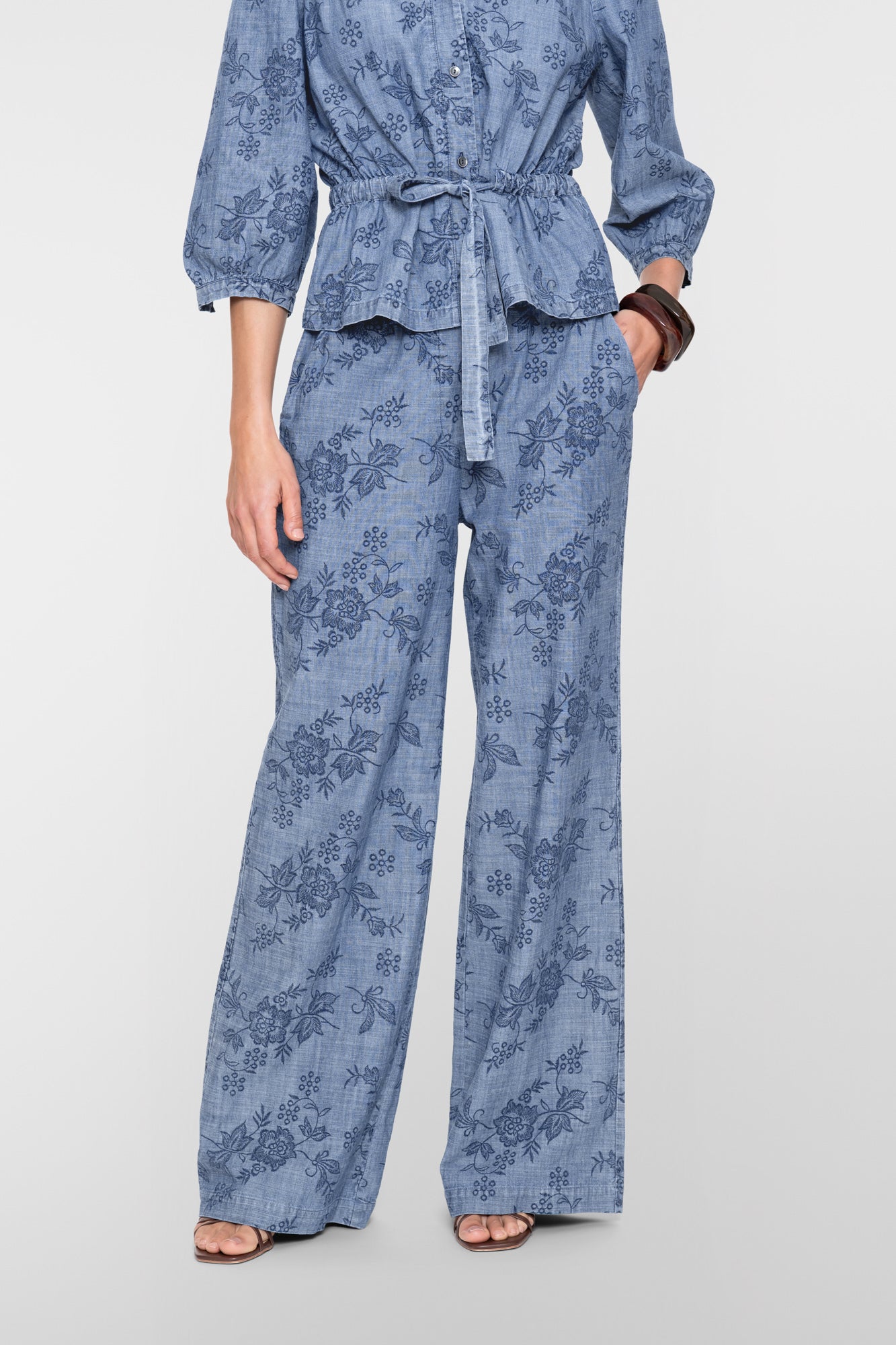 Geisha Chambray-Hose mit Blumenprint