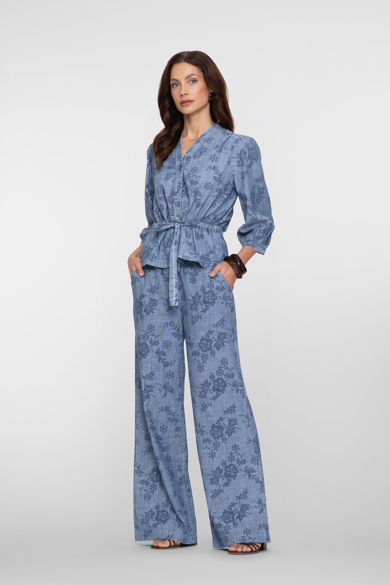 Geisha Chambray-Hose mit Blumenprint