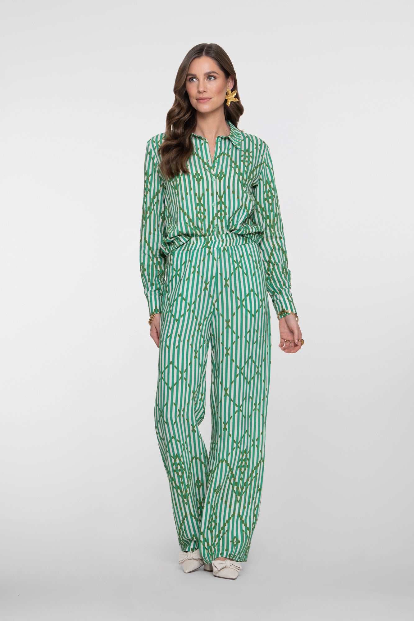 Geisha Pantalon mit Streifen und elegantem Karomuster