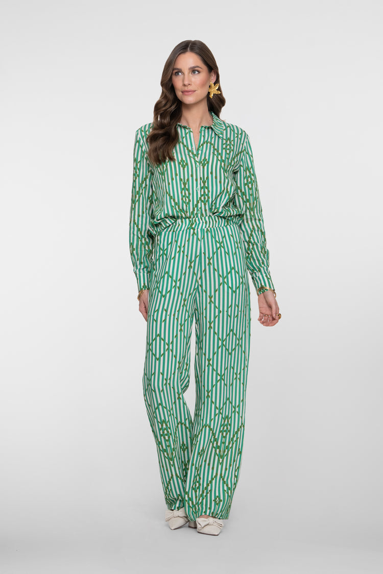 Geisha Pantalon mit Streifen und elegantem Karomuster
