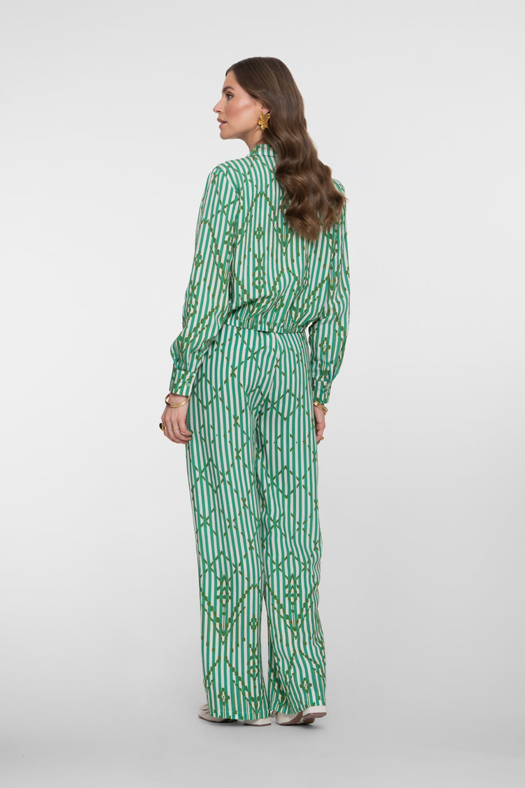 Geisha Pantalon mit Streifen und elegantem Karomuster
