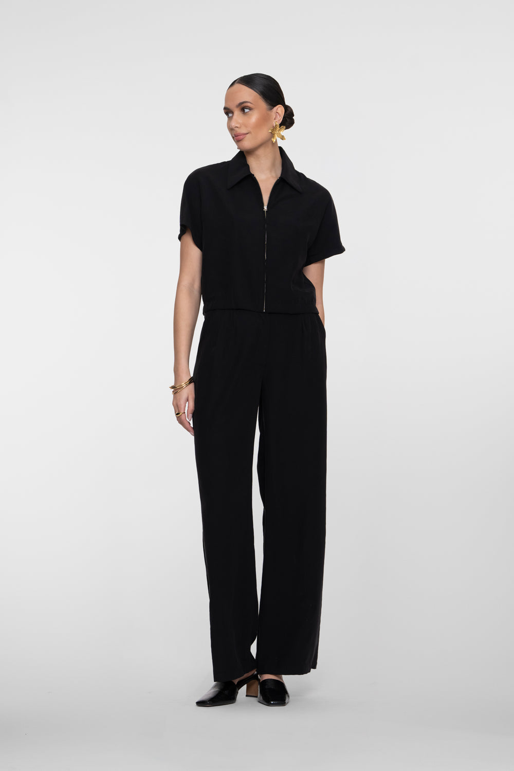 Geisha Schwarze Loose Pantalon