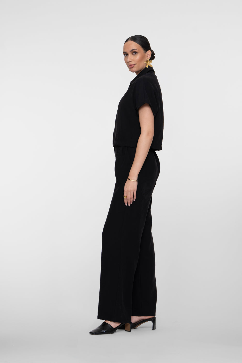 Geisha Schwarze Loose Pantalon