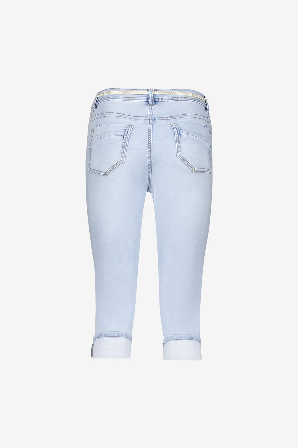 Geisha Capri-Jeans mit Bindegürtel und umgeschlagenen Hosenbeinen