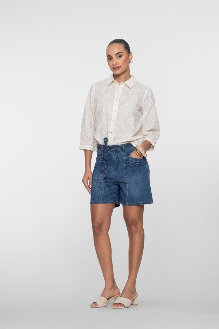Geisha Denim-Shorts mit Schleifenbund