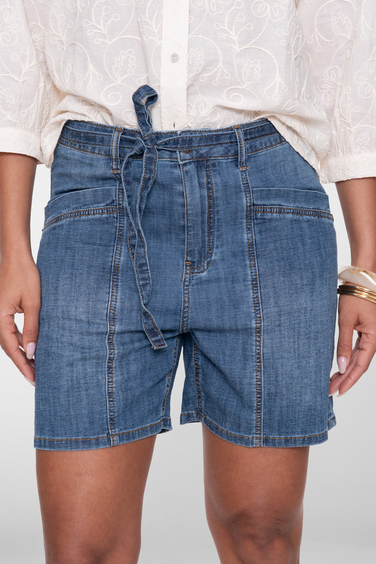 Geisha Denim-Shorts mit Schleifenbund