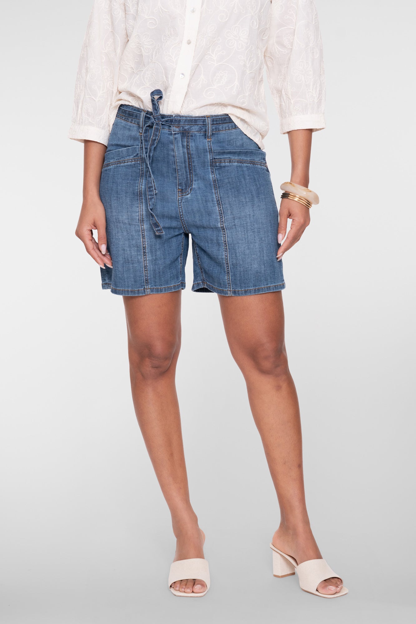 Geisha Denim-Shorts mit Schleifenbund