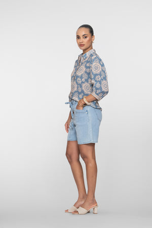 Geisha Denim-Shorts mit Schleifenbund
