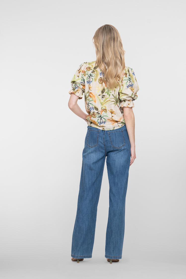 Geisha Jeans mit hoher Taille und Kordelzug