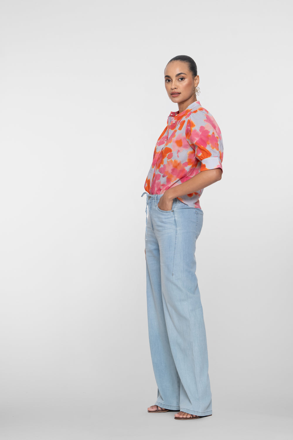 Geisha Jeans mit hoher Taille und Kordelzug