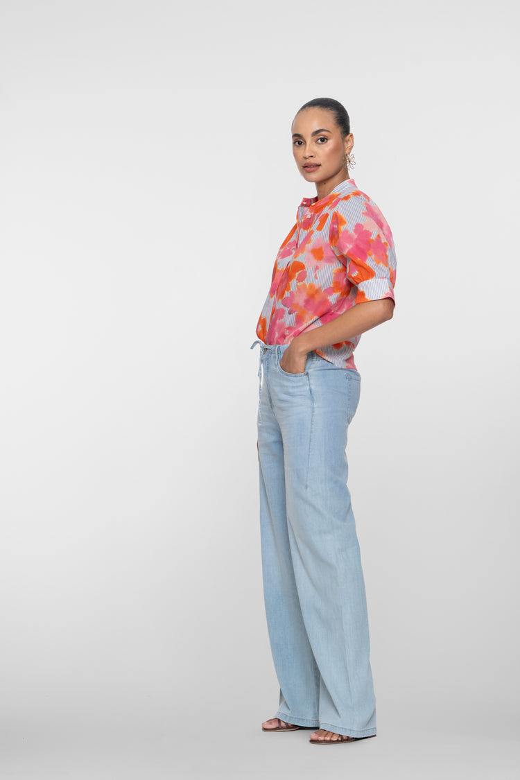 Geisha Jeans mit hoher Taille und Kordelzug