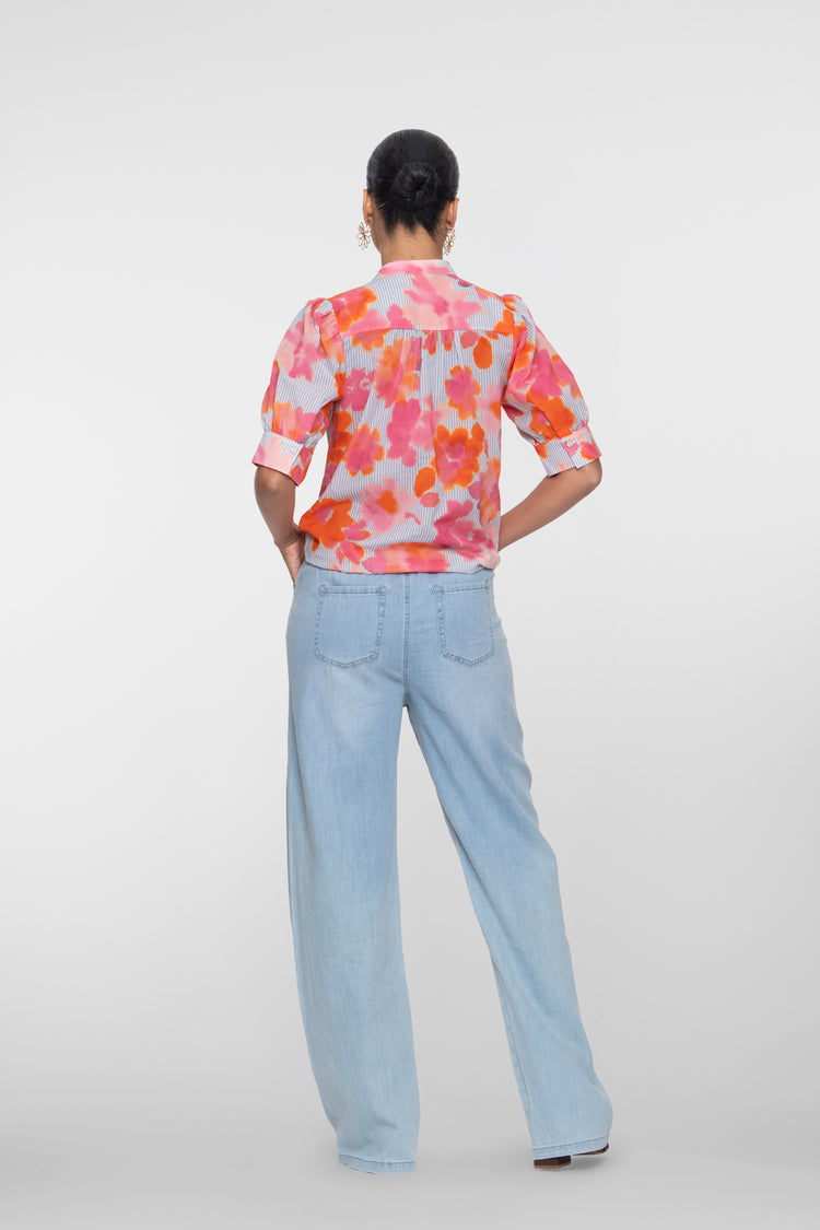 Geisha Jeans mit hoher Taille und Kordelzug