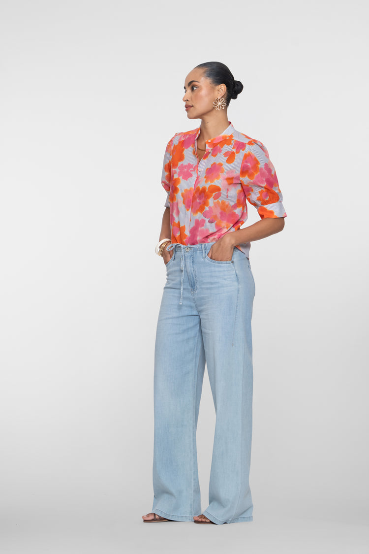 Geisha Jeans mit hoher Taille und Kordelzug