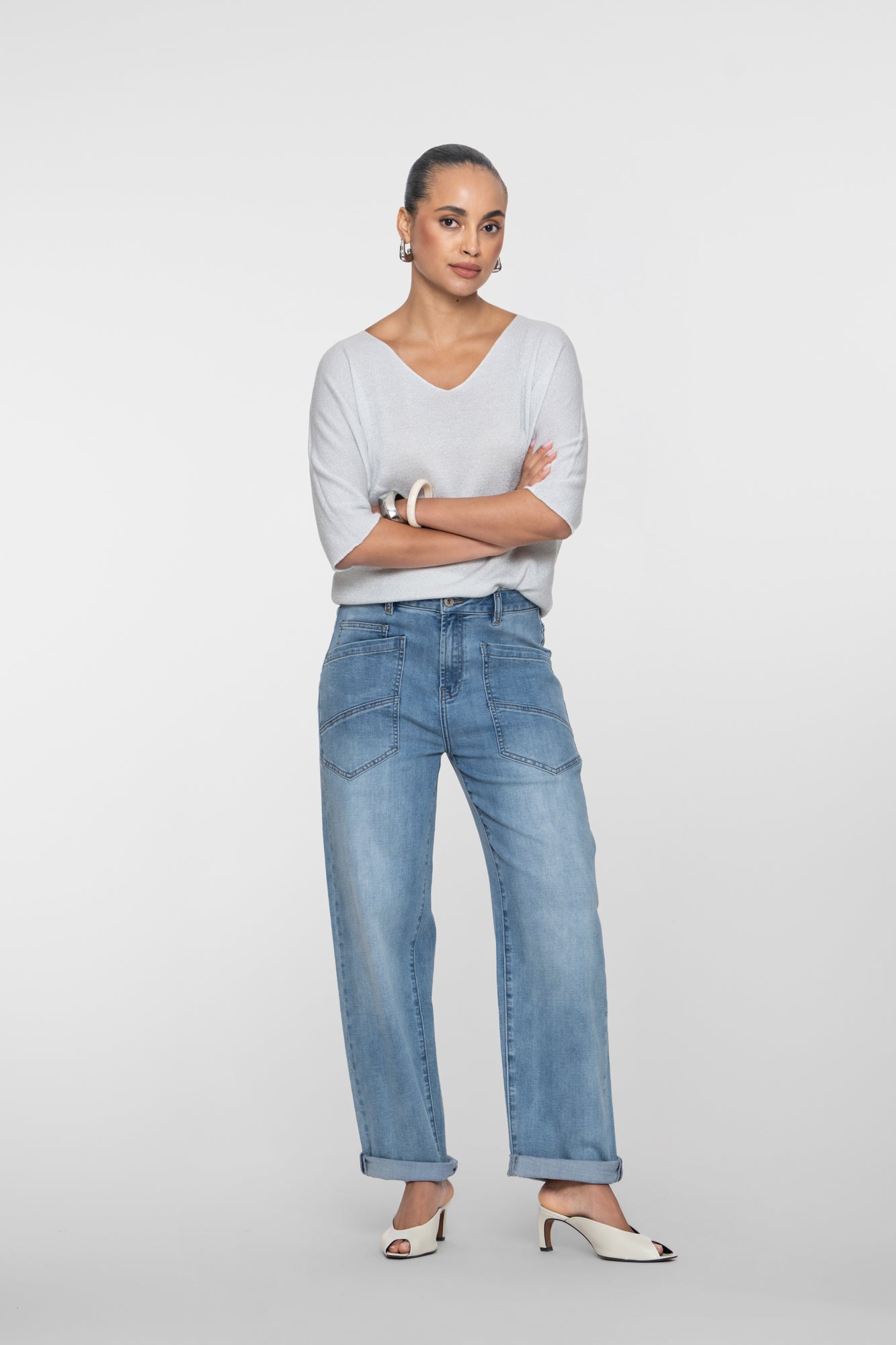 Geisha Jeans mit geradem Bein und markanten Taschendetails