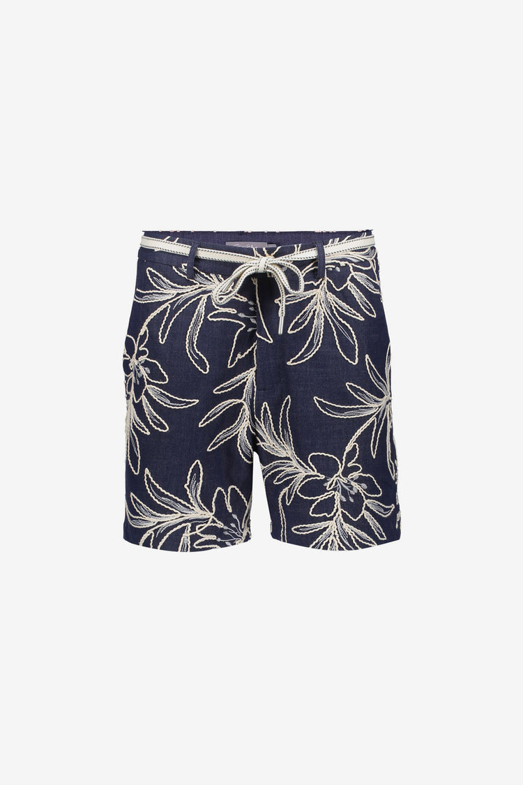 Geisha Shorts mit botanischer Stickerei