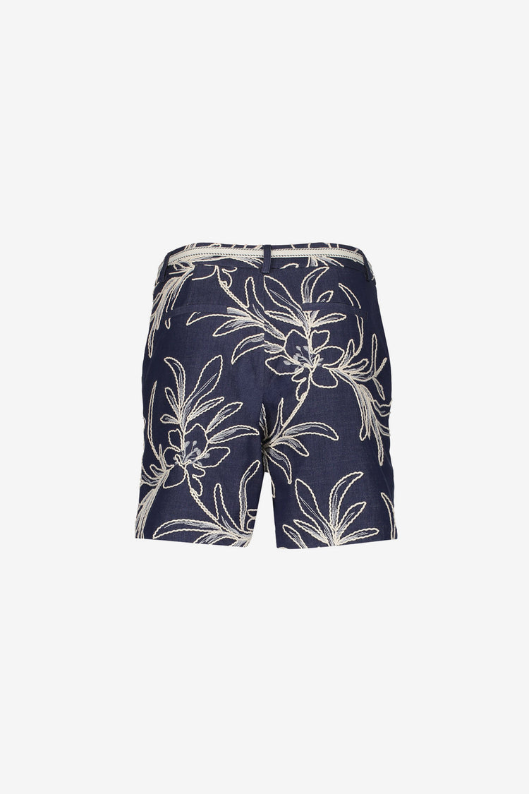Geisha Shorts mit botanischer Stickerei