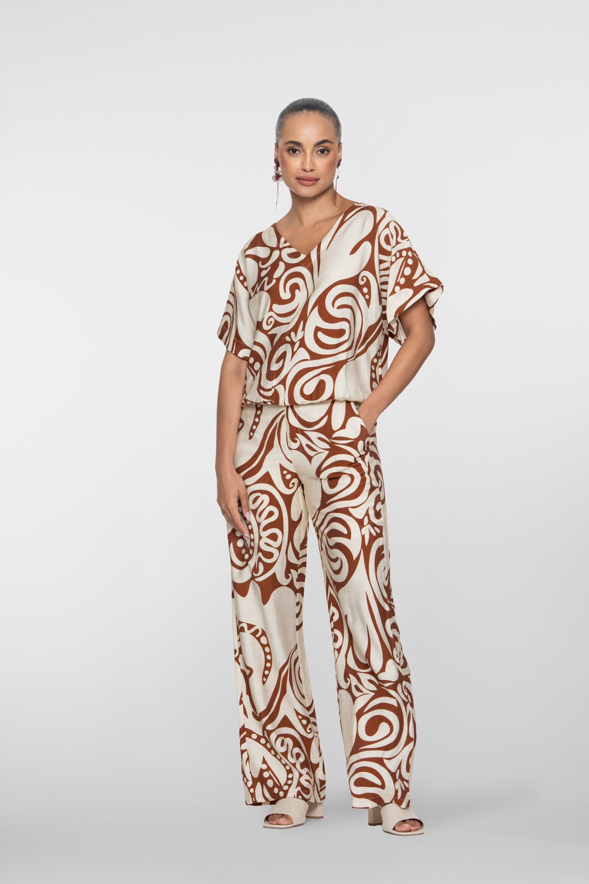 Geisha Pantalon mit Bi-Color Swirlprint – Shop de look